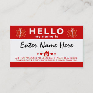 こんにちは、ペットが待っている 名刺