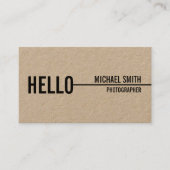 "こんにちは"ミニマルシンプルリストモダンクラフト紙 名刺 (正面)