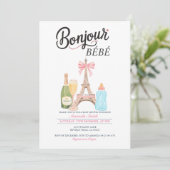 こんにちは ミルクボトル フランス風ベビーシャワー招待状 招待状 (スタンド正面)