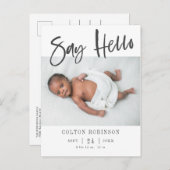 こんにちは、モダンベビーの写真誕生のお知らせ  案内ポストカード (正面/裏面)