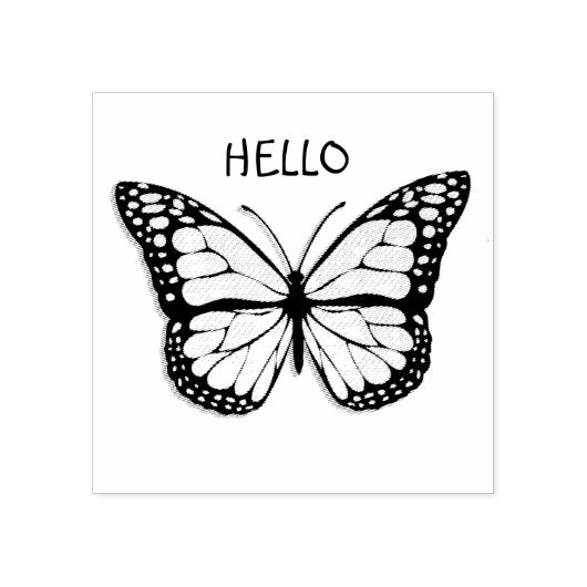 こんにちは、モナーク蝶 ラバースタンプ (インプリント)