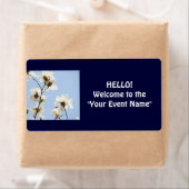 こんにちは!ラベルあなたのイベントの青い白へようこそ ラベル (インサイチュ)