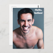 「こんにちは、レディース」男 ポストカード (正面/裏面)