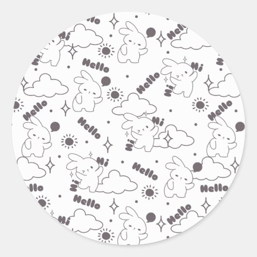 こんにちは、ロッピートッキのデュオラインでバニー・タイム ラウンドシール (正面)