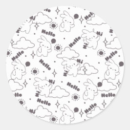 こんにちは、ロッピートッキのデュオラインでバニー・タイム ラウンドシール