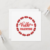 こんにちは ヴァレンタイン2024 ハッピーバレンタイン 赤いハート カード (正面/裏面インサイチュ)