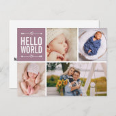 こんにちは、世界と誕生の告知写真のコラージュ ポストカード (正面/裏面)