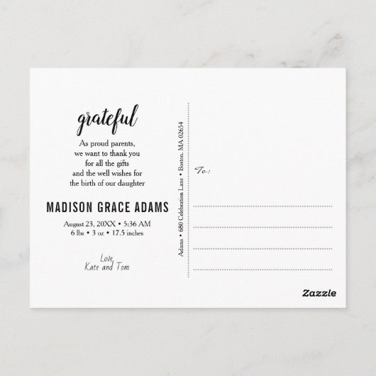 こんにちは、世界と誕生の告知写真のコラージュ ポストカード (裏面)