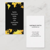 こんにちは |世界の地図 |言語学 名刺 (正面/裏面)