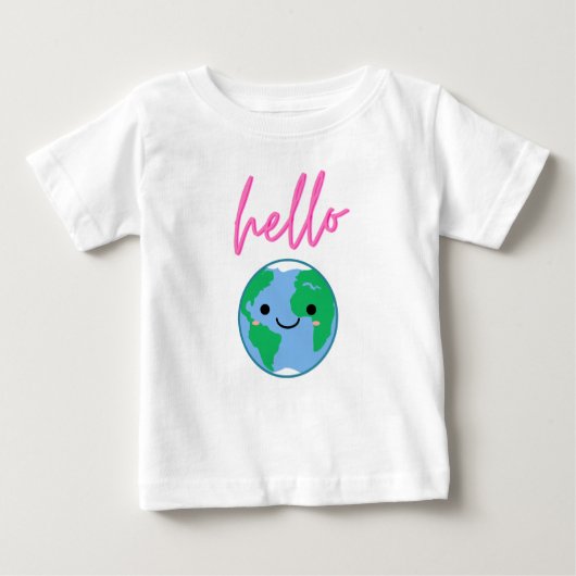 こんにちは 世界 かわいい子供用Tシャツ ベビーTシャツ (正面)