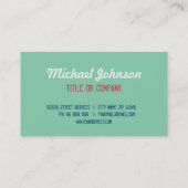 "こんにちは"会えてうれしいターコイズのグランジなフォント 名刺 (裏面)