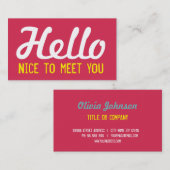 "こんにちは"会えてうれしいマゼンタのグランジなフォント 名刺 (正面/裏面)