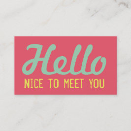 "こんにちは"会えてうれしい珊瑚のグランジなフォント 名刺