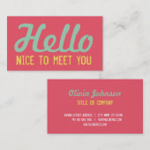 "こんにちは"会えてうれしい珊瑚のグランジなフォント 名刺 (正面/裏面)