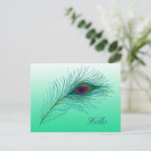 こんにちは、保のTouch孔雀の羽根 ポストカード (スタンド正面)