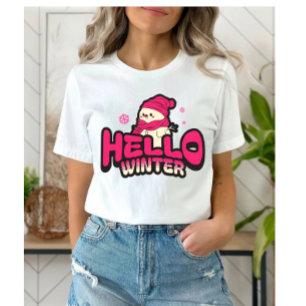 こんにちは 冬 かわいい 雪だるま トライブレンドTシャツ