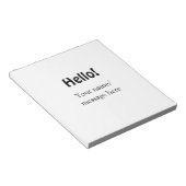 こんにちは 名前を追加する シンプルなメッセージ ミニマルなビジネス テンプレート ノートパッド (アングル)