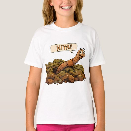 "こんにちは！" 土の中から Tシャツ (正面)