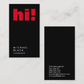 こんにちは!垂直プレーンブラックトレンディーコンサルタントこんにちは 名刺 (正面/裏面)