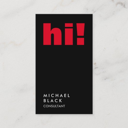 こんにちは!垂直プレーンブラックトレンディーコンサルタントこんにちは 名刺 (正面)