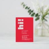 こんにちは!垂直プレーン赤トレンディーコンサルタントこんにちは 名刺 (スタンド正面)