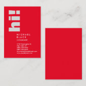 こんにちは!垂直プレーン赤トレンディーコンサルタントこんにちは 名刺 (正面/裏面)