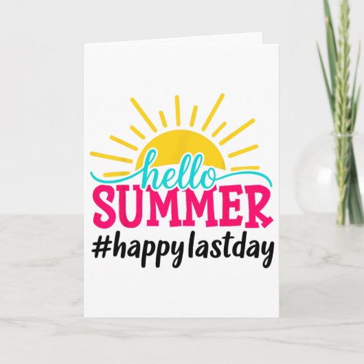 こんにちは 夏 最後の登校日 先生 生徒 カード (正面)