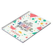 こんにちは 幼稚園 カラフル 幾何学 カスタム 名前 ノートブック (左側)