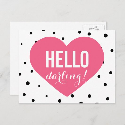 こんにちは 愛する人 | 水玉模様のグリーティングカード ポストカード (正面/裏面)