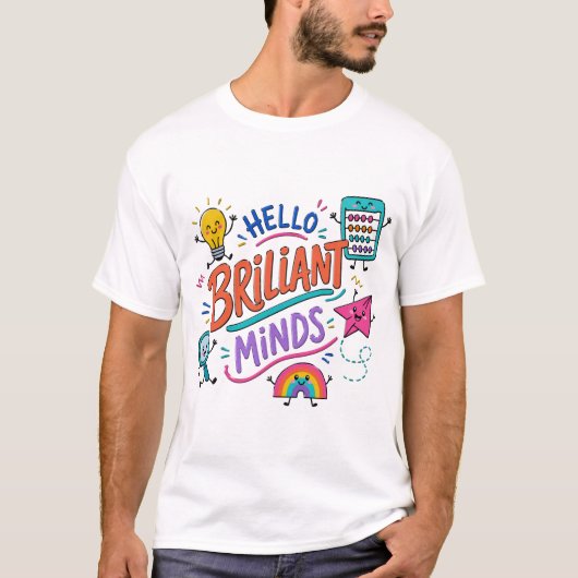 こんにちは 才能あふれる人たち カラフルな教室 Tシャツ (正面)