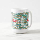 こんにちは(数々のな言語)マグ コーヒーマグカップ (正面右)