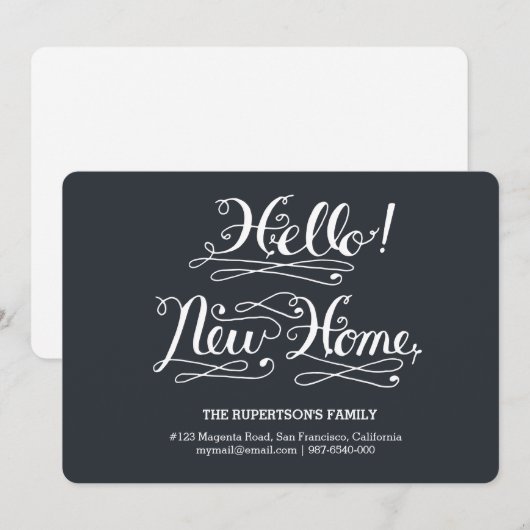 こんにちは 新しい家 書道 案内状 (正面/裏面)