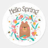 こんにちは 春のクマさん & きちょうめん  ステッカー (正面)
