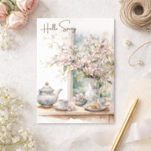 こんにちは 春の水彩画のようなピンクの花束