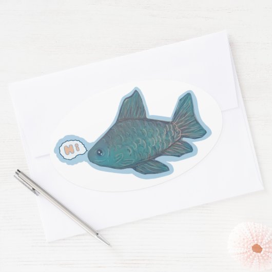 こんにちは 楕円形シール (封筒)