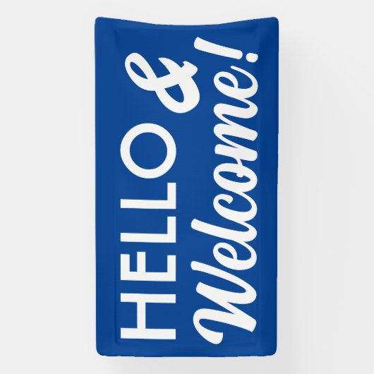 こんにちは、歓迎します（任意の色） 横断幕 (縦)