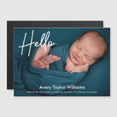 こんにちは、生まれたばかりのベビーの写真出産のお知らせ (正面/裏面)