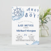 こんにちは 男の子が生まれたよ！海の輪のベビーシャワー 招待状 (スタンド正面)