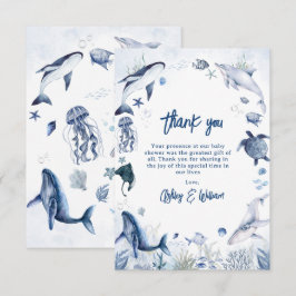 こんにちは！男の子が生まれました！海の中の男の子ベイビーシャワーパーティー サンキューカード