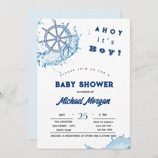 こんにちは 男の子だ!,海の輪 招待状 (正面/裏面)