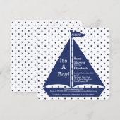 こんにちは！男の子のヨットベビーシャワー招待状 招待状 (正面/裏面)