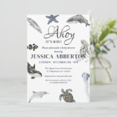 こんにちは、男の子の水彩画ベイビーシャワー 招待状 (スタンド正面)