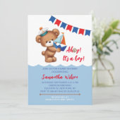 こんにちは！男の子の海の赤ちゃんのシャワーのお知らせ 招待状 (スタンド正面)