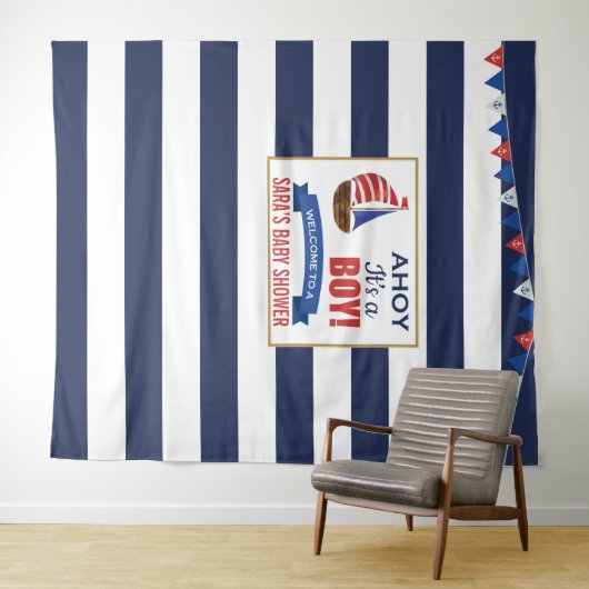 こんにちは 男の子よ 海軍の赤ちゃん歓迎会 タペストリー (インサイチュ(横))