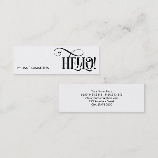 こんにちは! 白い名刺 スキニー名刺 (正面/裏面)