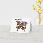 こんにちは 私の友達 - 折り紙の牛のグリーティングカード カード (黄色い花)