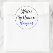 こんにちは 私の名前はステッカーです (白い色です) ラウンドシール (バッグ)