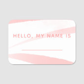 こんにちは、私の名前はピンクの水彩の名前タグです 名札 (正面)