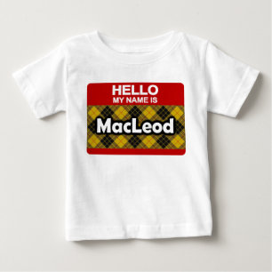 こんにちは、私の名前はマクレオッド·スコティッシュ·クラン·タータン ベビーTシャツ