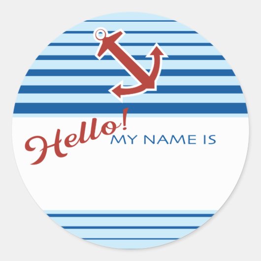 こんにちは、私の名前は名前タグといかり航海の ラウンドシール (正面)